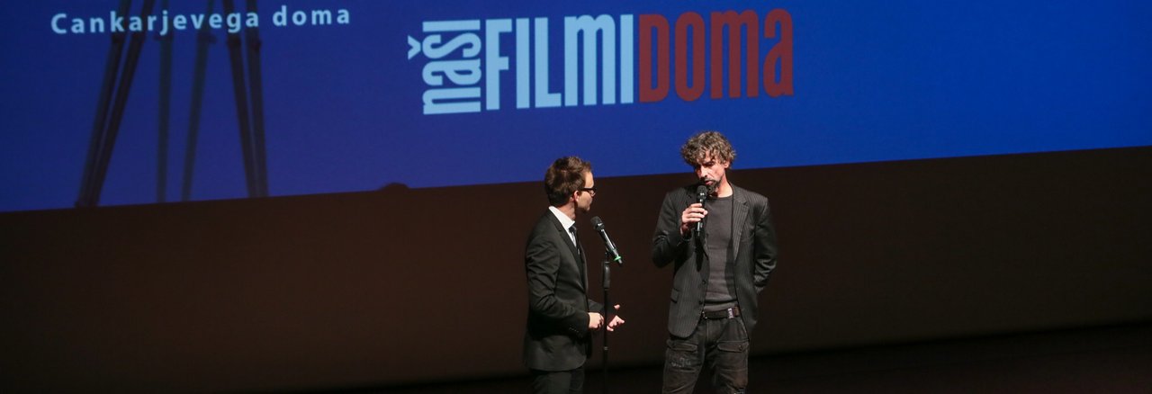 Družinica-Naši filmi doma-Nejc Šmit (moderator) in Jan Cvitkovič (scenarist in režiser). Foto: Luka Cjuha
