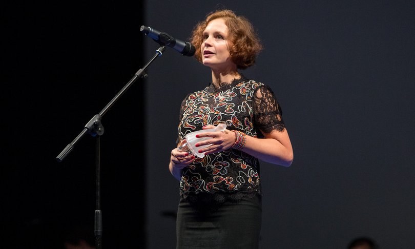 Hanna Slak, prejemnica nagrade vesna za najboljšo režijo, pri filmu RUDAR. Foto: Matjaž Rušt.