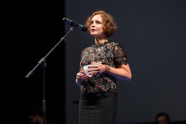 Hanna Slak, prejemnica nagrade vesna za najboljšo režijo, pri filmu RUDAR. Foto: Matjaž Rušt.